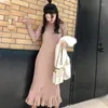 Party Dresses Half High Collar Sweater Dress For Women In Autumn Winter Medium Long Bottoming Knitted Pullover Streetwear