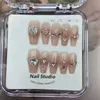 Unhas Postiças 10 Pcs Usando Unhas Postiças Unhas Postiças Puras Artesanais Um pouco Embriagadas E Bolhas Doces Kit de Aprimoramento de Unhas de Cortesia Q240122