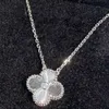 Fashion Jewelry Clover Fashion Fantasy Style Four Leaf Grass Design High Grade Single Flower Titanium Steel Necklace 18K Rose Gold Pendant