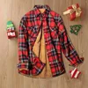 Women's Blouses Women Fleece Lined Plaid Shirt Double Pocket Design Autumn Winter Long Sleeve Lapel Collar Velvet Top