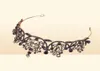 Tocados de lujo Accesorios para el cabello nupcial de boda en stock Corona nupcial Tocado con cuentas Vintage Oro Negro Diamante Halloween Part6529670