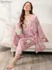 Damski Sleep Lounge plus size S-3xl panie piżamy Zestaw 3PCS 100% wiskozę drukowane kobiety komfortowe luźne odzież domową duża rozmiar femme sutowa odzież pijamasl240122