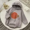 Vinter baby flicka huva bodysuit plus sammetkläder födda kläder småbarn pojkar lång ärm jumpsuits spädbarn onesie 240119