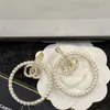 Mulheres luxo grande círculo pérola brincos de diamante designer carta ouro hoop brinco senhoras jóias elegante orelha studs acessórios com caixa