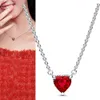 New Original Women's Sterling Sier Popular Shining Love Heart Collar Necklace Light DIY Charm Jewelry