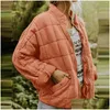 Mulheres jaquetas casacos de inverno para mulheres casaco de lã quente solto liso acolchoado gola zip up jaqueta outerwear com bolso gota deliv dhqzh