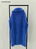 Top Maxmaras Teddy Bear Coat Damen Kaschmirmäntel 2024 Winter New Gem Blue Damen Pelzpartikel Camel Fleece Mittellang