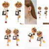 Hoop Huggie Hie Exaggerated Halloween Pumpkin Tassel Earrings For Woman Party 230831 Drop Delivery Jewelry Dhzlf