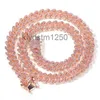 Iced Out Miami Cuban Link Chain Mens Gold Chains Pink Necklace Armband Fashion Hip Hop Jewelry 12mm255d VKDO