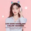 Headphones VAORLO Flash Light Cute Cat Ears Wireless Headphones With Mic Stereo Music Gaming LED RGB Bluetooth Headset For Girl Kids Gift