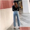 Womens Jeans Summer Women Casual Straight High Waist Trousers Pants For Ladies Grils Ankle Length Plus Size S-Xl Drop Delivery Apparel Dhojb