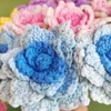 Flores decorativas DIY tejer ramo rosa flor tejido a mano falso punto hogar mesa crochet floral