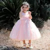 Robes de fille blanc rose bébé luxuriant robe enfant en bas âge fleurs robe de baptême pour 1 ans fête d'anniversaire mariage princesse enfants vêtements