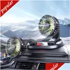Other Care Cleaning Tools New Car Fan Cooling Dual Head Usb Low Noise 2 Speeds 360 Degree Adjustable Air Circation Fans For Dashboard Dhj3T
