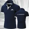 Men's Golf Polo Neck Knit Sports Polos Shirt J Lindeberg Breathable Short Sleeve T-shirt Outdoor Jersey Men's Business Wear