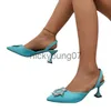 Sandálias 2023 Mulheres Bombas Luxo Cristal Slingback Salto Alto Verão Noiva Sapatos Confortáveis Triângulo De Salto Partido Casamento Mulheres ShoesJ240122