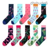 Frauen Socken Rosa Grün Cartoon Tiere Flamingos Gedruckt Harajuku Nette Lustige Bunte Glückliche Weibliche Casual Hip Hop Skate Strumpfwaren MZOL