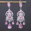 Dangle Earrings Luxury Trendy Water Drop Earring For Women Wedding Cubic Zirconia Dubai Bridal Costume Jewelry Summer Party E5467