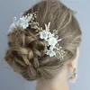 Hårklipp elegant lera blommig brudhuvudstycke handgjorda kamsuppsättning bröllop smycken kvinnor frisyr tillbehör