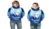 Famille correspondant tenues enfants 039s vêtements grands enfants automne hiver nouveau loup impression numérique pull à capuche garçons et filles vestes 2300599