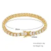 3mm 4 mm moda Hip-Hop Tennis 7-9 cal Bling Bling Bracelets dla mężczyzn