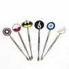 4.72inch Metal Cartoon Wax Dabber Tool With Badge Pattern oil rigs Dabs Stick Carving tools Quartz Nails For Water Pipe Bong Smoking Accessories