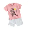 Kleidungssets Kleinkind Baby Girl Boy Kleidung Ostern Kurzarm T -Shirt Top Shorts mit Tasche süßes Sommer -Outfit 2pcs Set