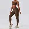 Actieve sets Naked Feeling Yoga Suit Cross Sport Bra Training Dames Snel droge kleding Running Strak Sportswear 2PCS Gym Set vrouw