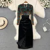 Casual Dresses Wholesale Fashion Long Bodycon Party Elegant Design Velvet Vestidos Evening Dress For Lady