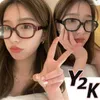 サングラス韓国Y2K眼鏡フレーム女性ファッションオーバルアンチブルーライトグラスガール