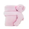 Cobertores bebê menina pelúcia urso brinquedo cobertor 70x73cm única camada poliéster outono cama swaddle para nascido