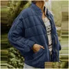 Womens Jackets Winter Coats For Women Warm Fleece Coat Loose Plain Quilted Stand Collar Zip Up Jacket Outerwear With Pocket Drop Deliv Dhqzh