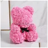 Decorative Flowers Wreaths Rose Bears Valentines Day Decor Gifts Flower Bear Teddy With Box For Girlfriend Anniversary Birthday Gi Dhqg6