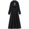 Kvinnor Slim Long Trench Coat Large Size Lapel Casual Outwear Female Windbreaker Button Stängning M-6XL Spring Autumn