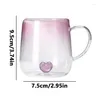 Verres à vin Tasses à café en verre 430 ml Drinkware créatif Tasse à thé claire avec coeur 3D Tasse de jus de lait résistant à la chaleur pour femmes hommes maison D Dhatd