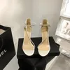 Zapatos de vestir 2024 Sandalias de mujer de verano Básico PU Moda Cristal Bling Tacones finos Hebilla Correa Volver Fiesta Mujeres Punta abierta