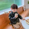 Jackets Boys' Leather Coat Spring And Autumn Motorcycle Children's PU Jacket Baby Outfit 2024 Plush Korean Trend