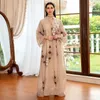 Casual Jurken Mesh Pailletten Geborduurde Abaya Jurk Voor Vrouwen Winter 2024 Midden-Oosten Arabische Oman Dubai Moslim Marokkaanse Caftan Feestkleding