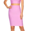 Arbetsklänningar hqbory 2 bit set kvinnor sexig spaghetti rem mini bandage topp mid-längd kjol eleganta party bodycon kjolar kostymer vestido