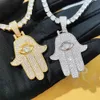 Trendy Hoge Kwaliteit 925 Zilveren Lab Diamond Moissanite Pass Diamond Tester Handen van Fatima Religieuze Hip Hop Hanger Ketting