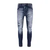 Men's Jeans new season splashed ink paint with holes washed cotton breathable and slim fit casual denim pants for men trendy