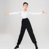 Scen Wear Latin Dance Competition Costume Black Long Sleeve Tops Pants Chacha Dancing Clothes Tango Ballroom Waltz Dancer Outfit VDB7862