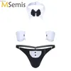 Set sexy set sexy 3pcs mens serveur smoking lingerie sexy cosplay remettez en arrière g-string jockstraps inside avec collier de nœud baissier et bracelets C240410