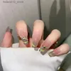 Uñas postizas 10 piezas con uñas postizas Uñas postizas de alta calidad Ojo de gato hecho a mano puro GemStrobe Kit de mejora de uñas de cortesía Q240122