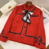 Sonbahar Kadın Tasarımcı Yüksek Kalite Oneck Hardigan Sweater Coats Fashion Bow Tie kazakları