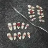 False Nails Handmade Short False Nails Tips Red Heart Rhinestone Press On Nails Y2K Long Coffin Stiletto Acrylic Fake Nail With Glue Gift Q240122