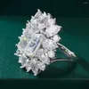 Cluster-Ringe Vinregem 9 11 mm Labor erstellter Saphir-Edelstein 925 Sterling Silber Funkelnder Ring für Frauen Hochzeit Verlobung Brautschmuck