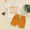 Giyim Setleri Toddler Boy Yaz Giysileri Seti Mamas Daddys Little Buddy Baskı Kısa Kollu Tişört Kıyafetleri Bebek