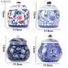 Chiński styl niebiesko -biała porcelanowa herbata caddy gospodarstwa domowego orzechowe pieczętowane magazyn sztuki ceramiczne magazynowanie