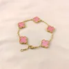 Modesmycken klöver högkvalitativ fyra bladklöver fem blomsterarmband för kvinnor naturlig svartvitt fritillaria agat röd kalkedoni fördubblar rosguld n